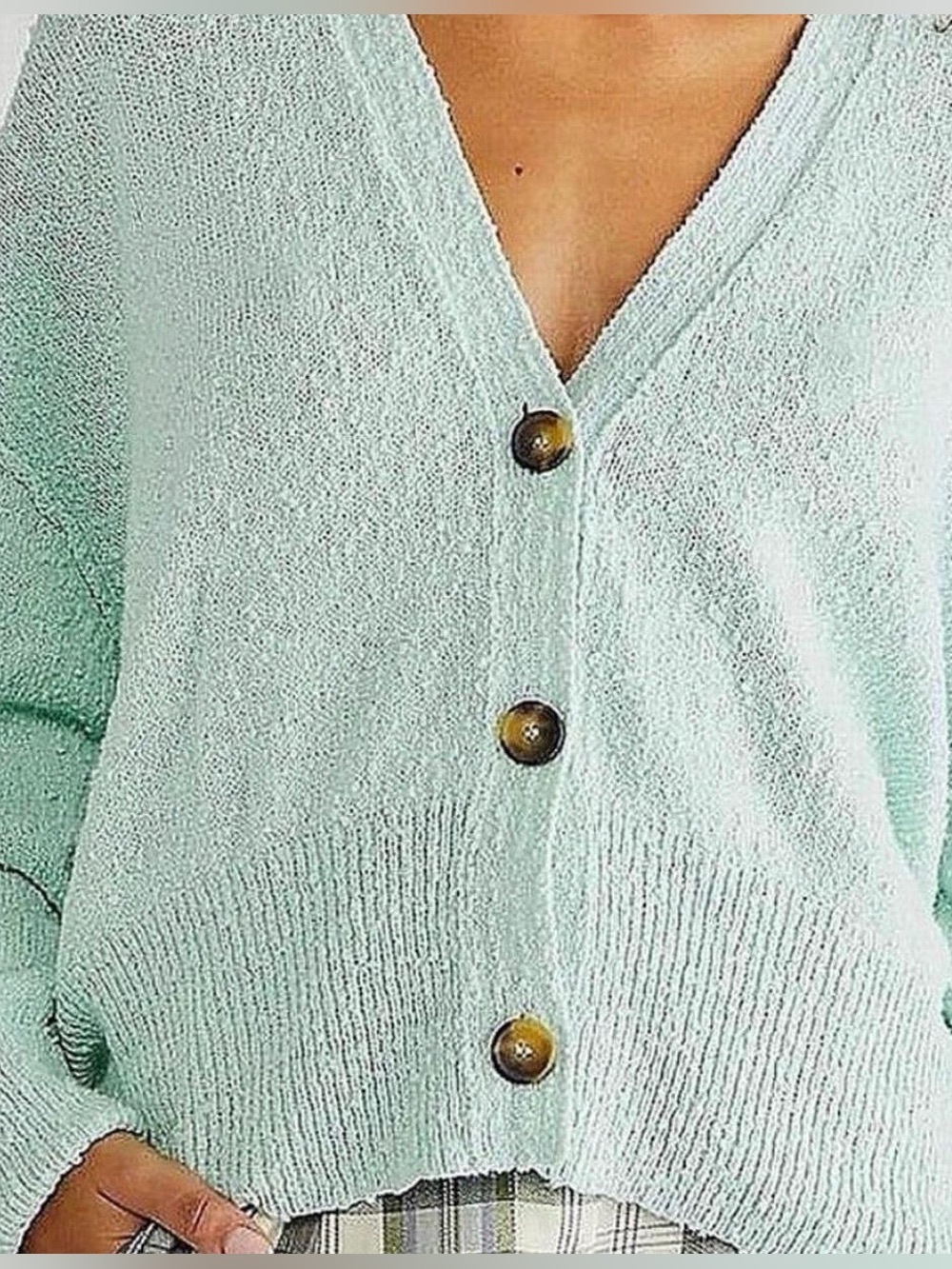 Free People “Found My Friend” mint green cardigan